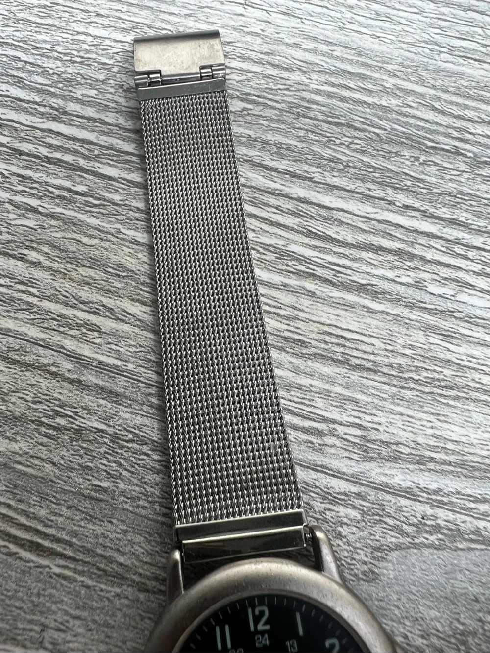 Time Silver Mesh Band Quartz Watch - Military Dial